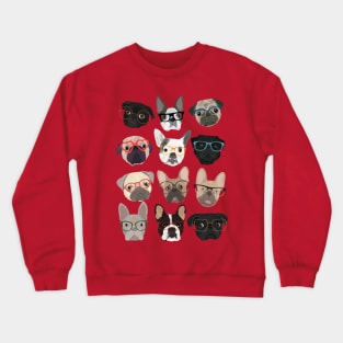 Pugs in Glasses Crewneck Sweatshirt